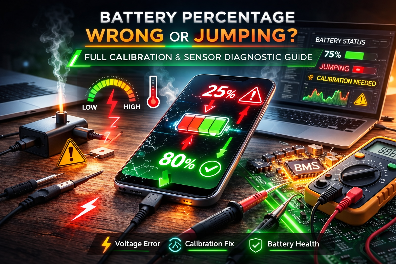 battery percentage jumping incorrectly showing calibration problem