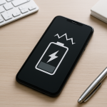 Battery Percentage Jumping or Fluctuating — Real Causes and Accurate Fixes Smartphone on tidy desk with fluctuating battery percentage indicator.