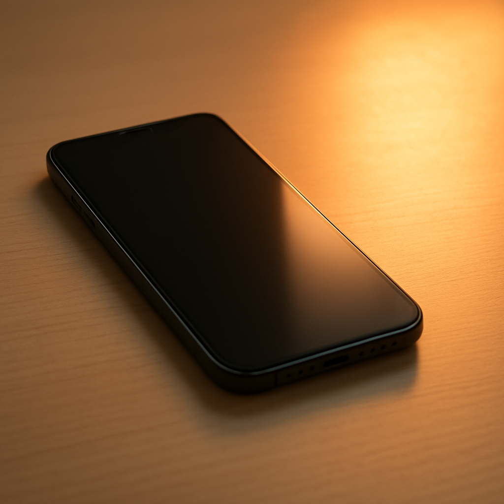 Smartphone on desk with warm light implying battery overheating