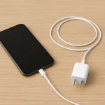 Charging Cable Warm to the Touch — Normal Resistance Heat or Damage? Close-up of charging cable and connector on desk