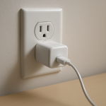 Hot phone charger plugged in on a tidy desk