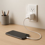 Charger Overheating While Plugged In — Is It Dangerous and What To Do Phone charger plugged into adapter producing visible heat near outlet