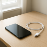 Battery Draining Quickly After Restart — System Processes Causing Power Drain Smartphone on clean desk with charger, battery draining indication