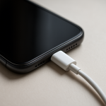 Charging Cable Gets Warm — Normal Resistance Heat or Internal Damage? Warm charging cable connected to phone on tidy desk