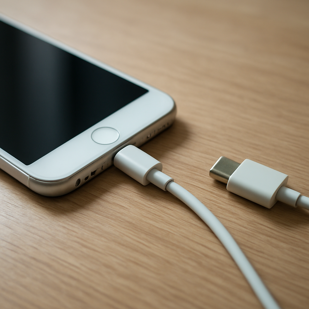 Phone charging cable unplugging intermittently on a tidy desk