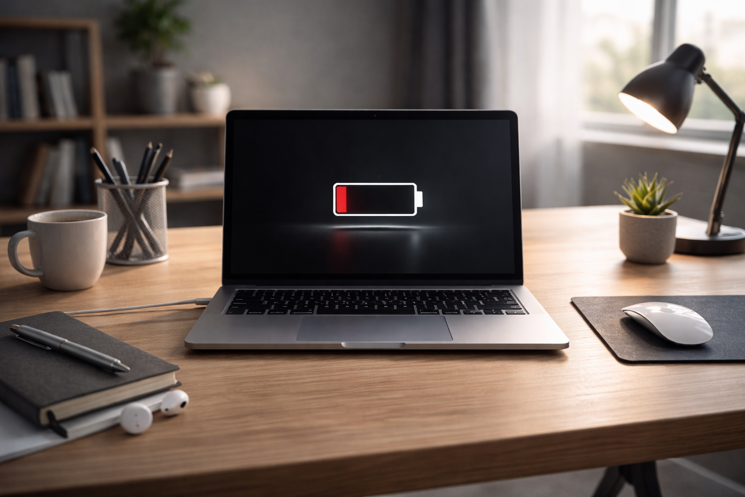 laptop battery low warning on screen