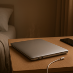 Why a Closed Laptop Still Loses Battery and Feels Unreliable Closed laptop on bedside table after unexpected overnight battery drain
