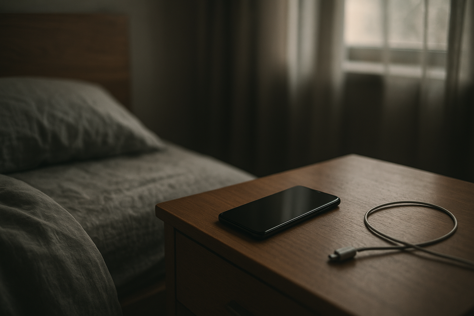Smartphone on bedside table after overnight battery drain concern