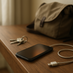 Smartphone on entryway table suggesting sudden battery drain during daily travel